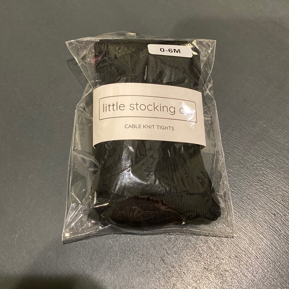 Little Stocking Co. Black Cable Knit Tights 0-6M